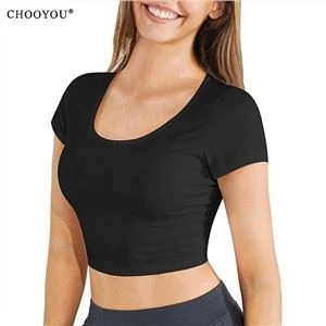 Low Cut Crew Nyak Jóga Sport Top